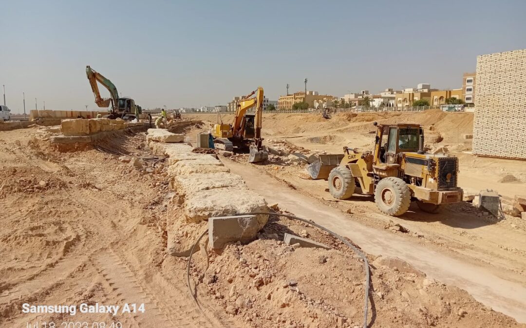 البدء في تركيب الحجر على wall B04 مشروع الشركه بواحه الملك سلمان ضمن مشروعات الرياض الخضراء
